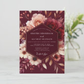 Invitation Mariage Romantique Rouge Bourguignon (Debout devant)