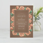 Invitation Mariage Romantique Rustique à Fleur de Corail (Debout devant)