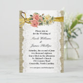 Invitation Mariage Romantique Rustique en Toile de Jute et De (Debout devant)