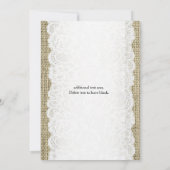 Invitation Mariage Romantique Rustique en Toile de Jute et De (Dos)