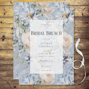 Invitation Mariage Romantique Rustique Fleurs Bleu et Blanc p
