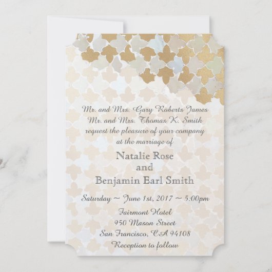 Invitation Mariage romantique rustique | Mosaïque Faux Gold F (Devant)