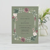 Invitation Mariage Romantique Sage Flourish (Debout devant)