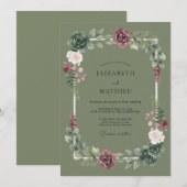 Invitation Mariage Romantique Sage Flourish (Devant / Derrière)