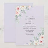 Invitation Mariage Romantique Sérénité Lilas (Devant / Derrière)