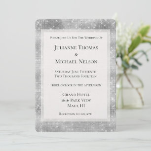Invitation Mariage romantique Silver Sparkle Glitz