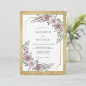 Invitation Mariage Romantique Solennel en Or (Debout devant)