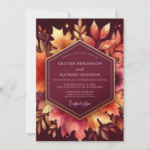 Invitation Mariage Romantique sous le Feuillage d'Automne Bou
