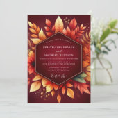 Invitation Mariage Romantique sous le Feuillage d'Automne Bou (Debout devant)