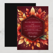 Invitation Mariage Romantique sous le Feuillage d'Automne Bou (Devant / Derrière)