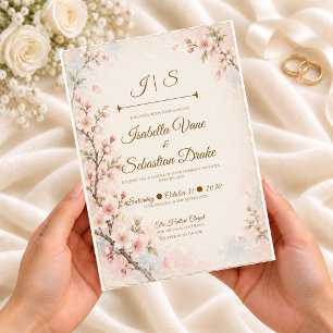 Invitation Mariage Romantique sous les Fleurs de Cerisier