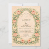 Invitation Mariage romantique sous une arche de roses vintage (Devant)