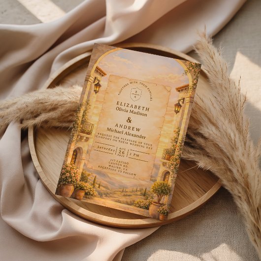 Invitation Mariage Romantique sous une Arche Espagnole