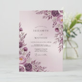 Invitation Mariage Romantique Sublime Mauve (Debout devant)