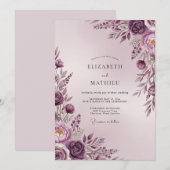 Invitation Mariage Romantique Sublime Mauve (Devant / Derrière)