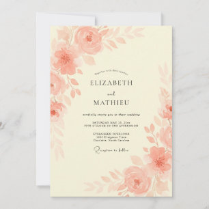 Invitation Mariage Romantique Subtil Abricot