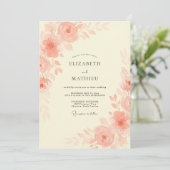 Invitation Mariage Romantique Subtil Abricot (Debout devant)