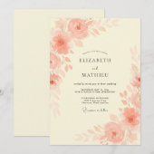 Invitation Mariage Romantique Subtil Abricot (Devant / Derrière)