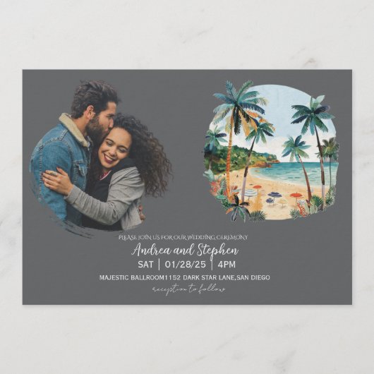 Invitation Mariage romantique sur une île tropicale (Devant)