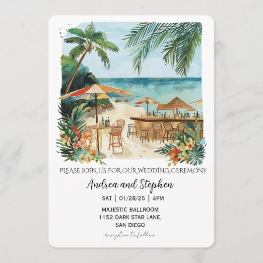 Invitation Mariage romantique sur une île tropicale (Devant)
