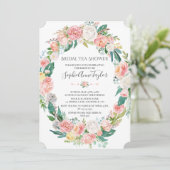 Invitation Mariage Romantique Tea Shower Fleurs Blanches (Debout devant)