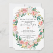 Invitation Mariage Romantique Tea Shower Fleurs Blanches (Devant)