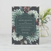 Invitation Mariage Romantique Teinte de Bleu-vert (Debout devant)