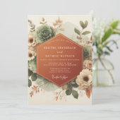Invitation Mariage Romantique Terracotta Bloom (Debout devant)
