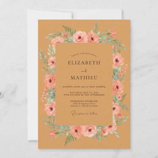 Invitation Mariage Romantique Terracotta Bloom (Devant)