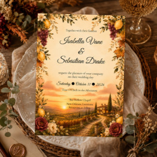 Invitation Mariage romantique toscan