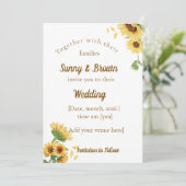 Invitation Mariage Romantique Tournesol Rustique Jaune (Debout devant)