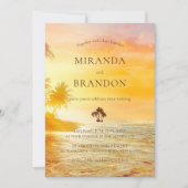 Invitation Mariage romantique Tropical Sunset Beach (Devant)