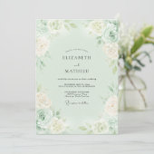 Invitation Mariage Romantique Vert Menthe Fleurissant (Debout devant)