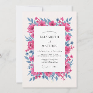 Invitation Mariage Romantique Vibrant Magenta
