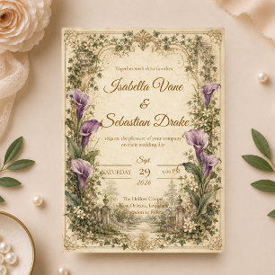Invitation Mariage romantique vintage au lys calla