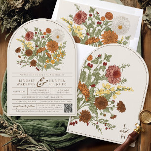 Invitation Mariage Romantique Vintage Floral Automnal sous un