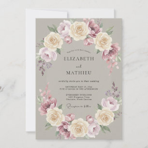 Invitation Mariage Romantique Vintage Taupe