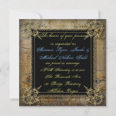 Invitation mariage romantique vintage turquoise sarcelle paon (Dos)