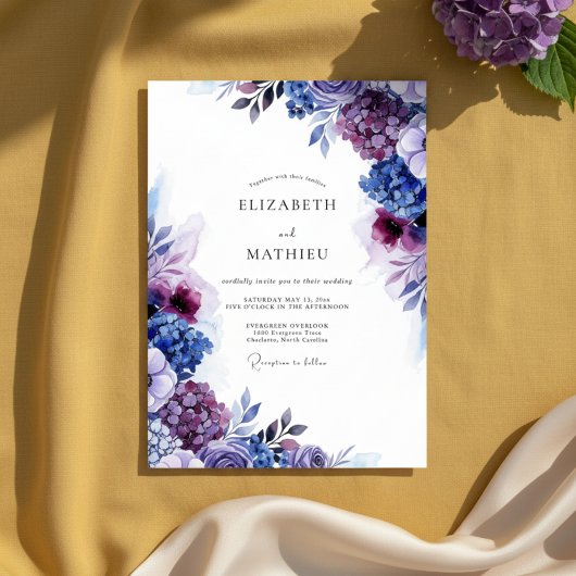 Invitation Mariage Romantique Violet Bloom
