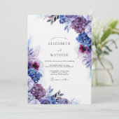Invitation Mariage Romantique Violet Bloom (Debout devant)