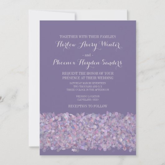 Invitation Mariage romantique violet rose Confetti Invite (Devant)