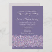 Invitation Mariage romantique violet rose Confetti Invite (Devant / Derrière)