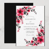Invitation Mariage Romantique Vivid Fuchsia (Devant / Derrière)