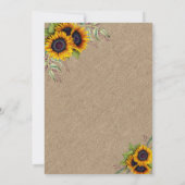 Invitation Mariage romantique Watercolor Sunflowers Burlap (Dos)