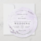 Invitation Mariage rond de fleurs de lavande d'aquarelle (Devant)