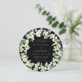 Invitation Mariage rond de fraise noire+Eucalyptus (Debout devant)