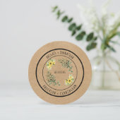 Invitation Mariage rond rustique simple tournesol (Debout devant)