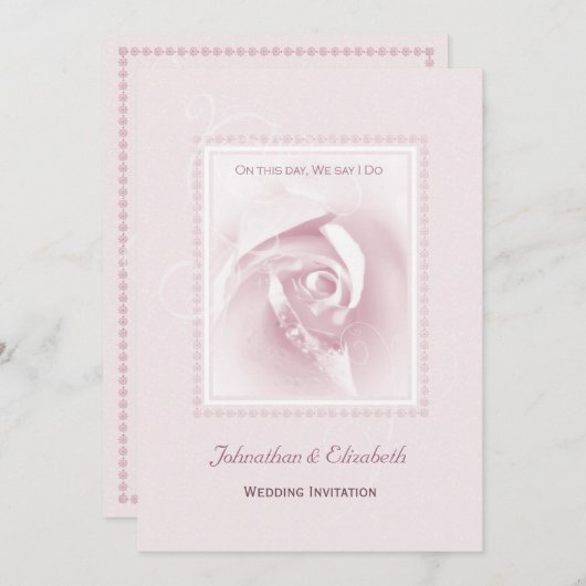 Invitation Mariage rose (Devant / Derrière)