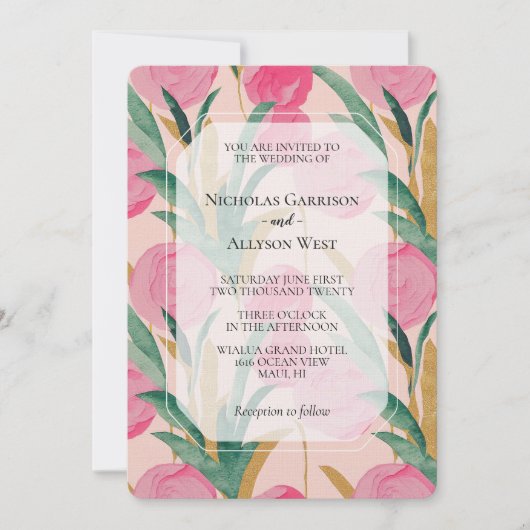 Invitation Mariage rose (Devant)