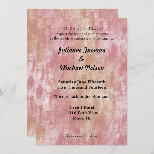 Invitation Mariage rose (Devant / Derrière)
